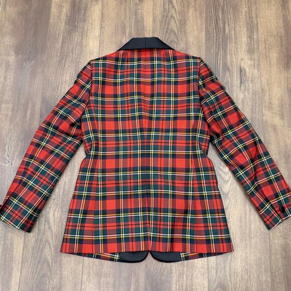 J.Crew Parke Tartan Plaid Blazer Satin Lapel Holiday Jacket Size 4 Petite - Picture 5 of 7